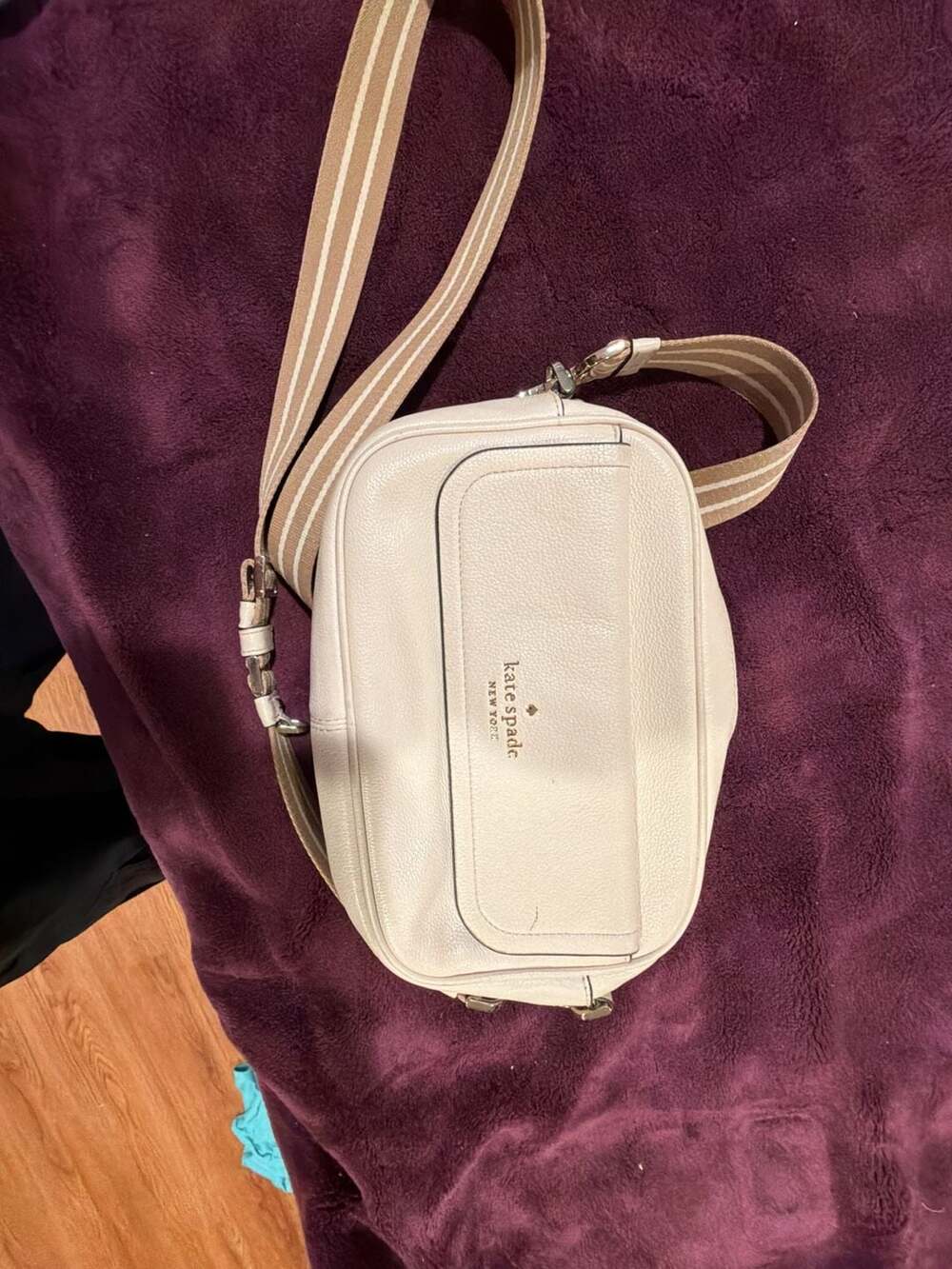 Kate Spade Rosie Pebbled Leather Flap Camera Bag Parchment